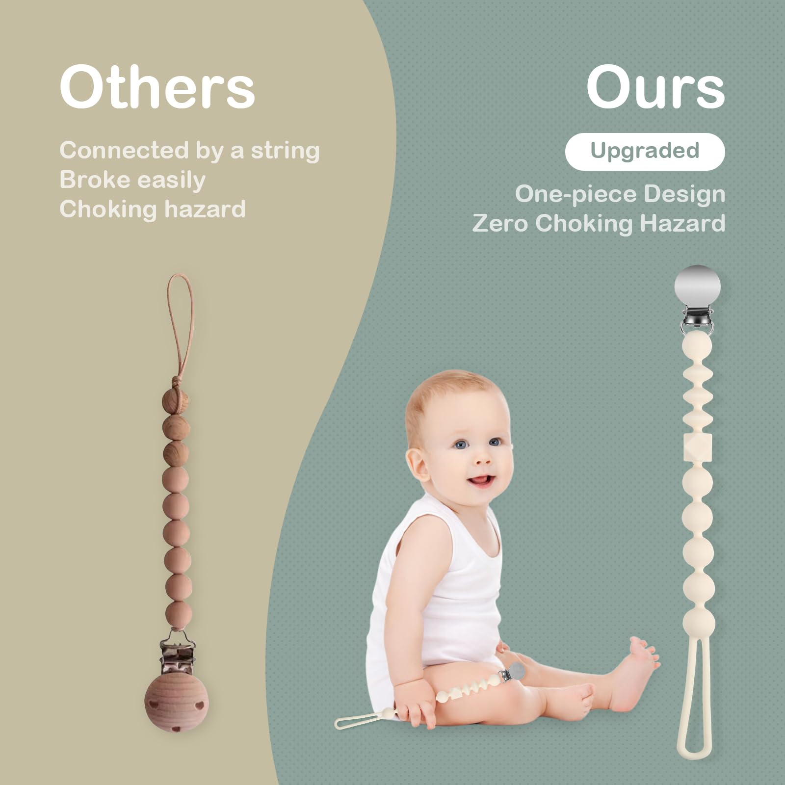 MINMUNJIU soft plastic clasp protects clothing while securing pacifier