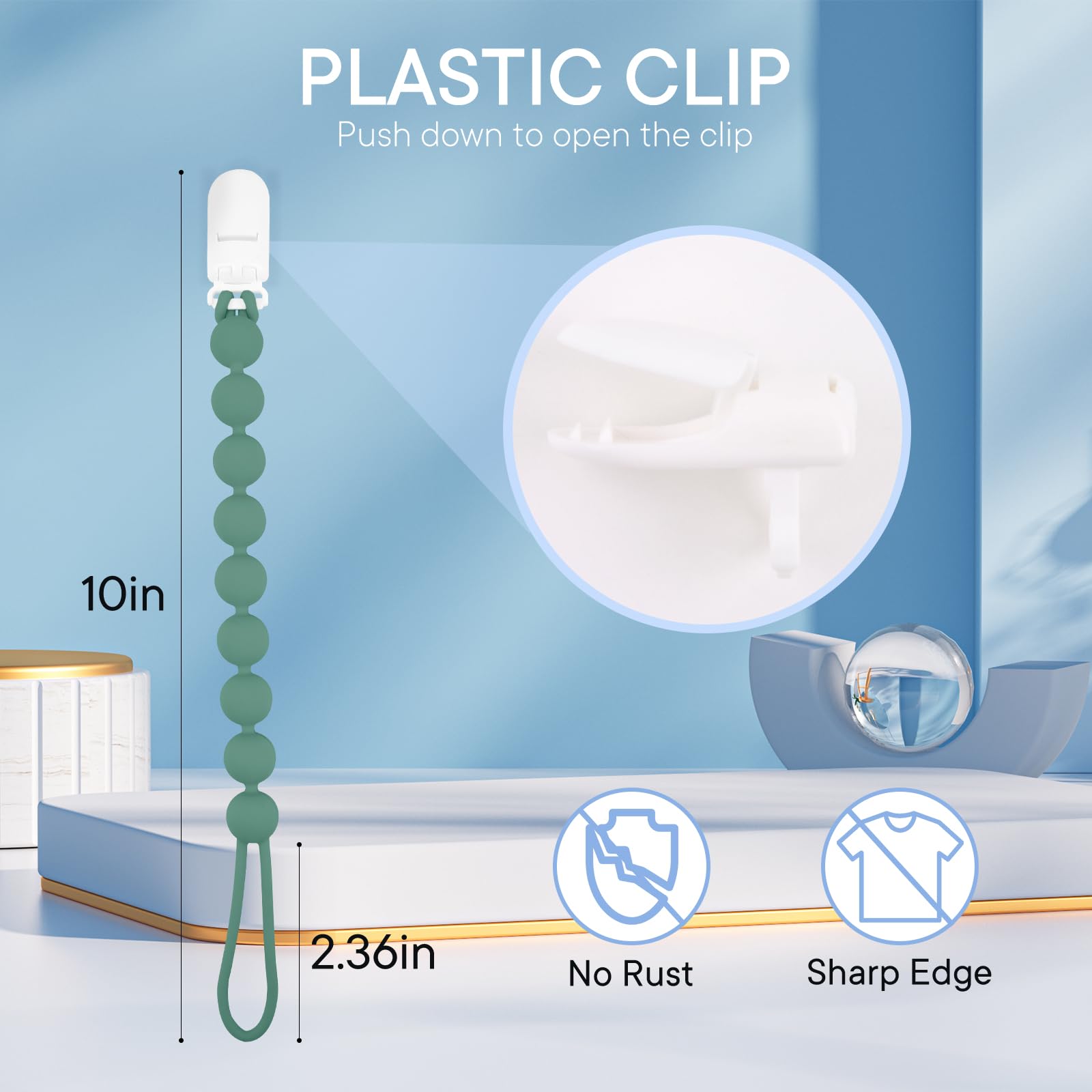 MINMUNJIU universal pacifier clip works with most brands for versatile use.