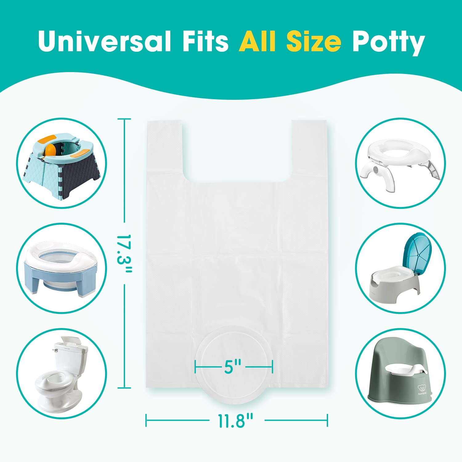 Minne Baby absorbent liners absorb spills and keep the potty tidy during travel.
