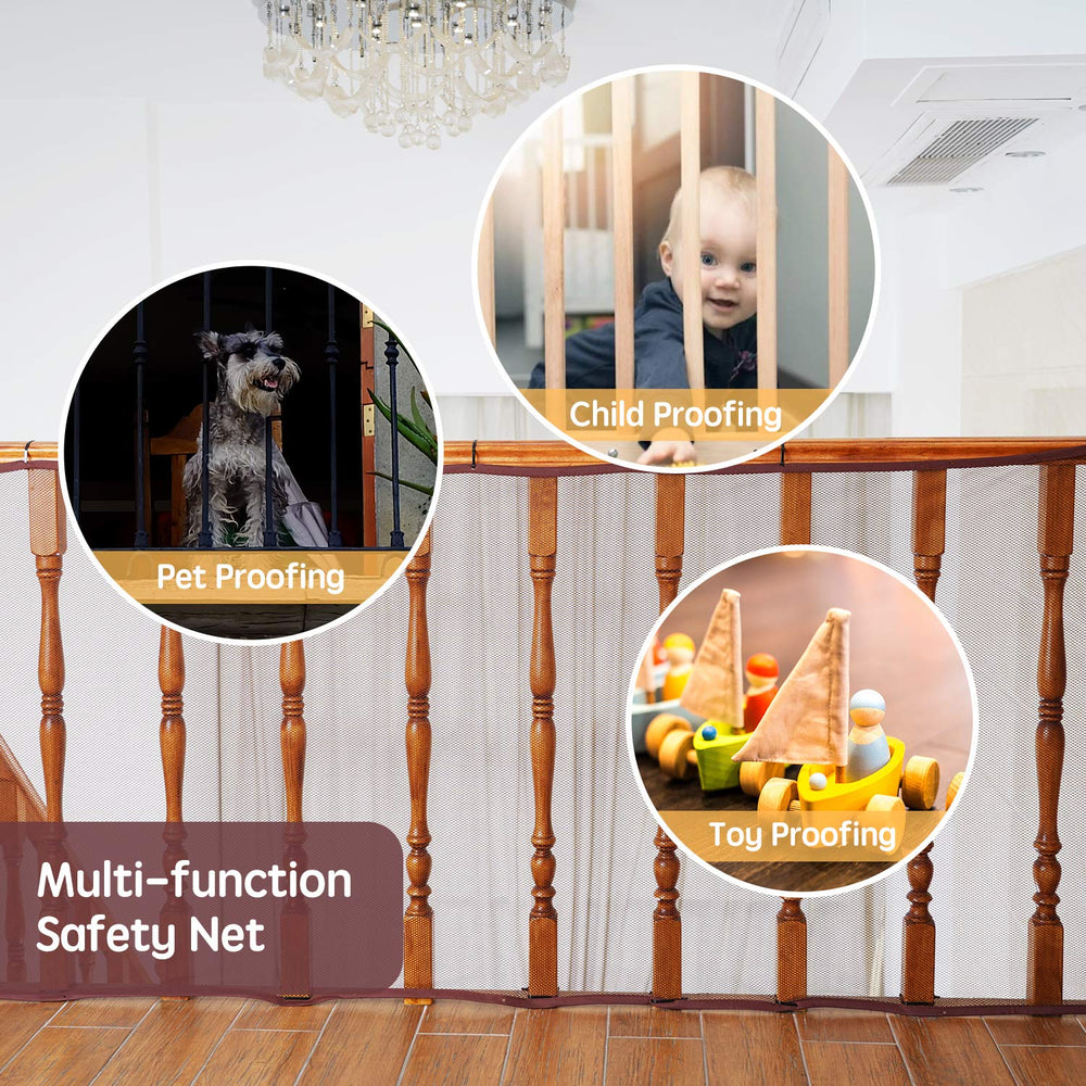 Minne Baby banister guard dark brown fabric close-up showing durable waterproof material