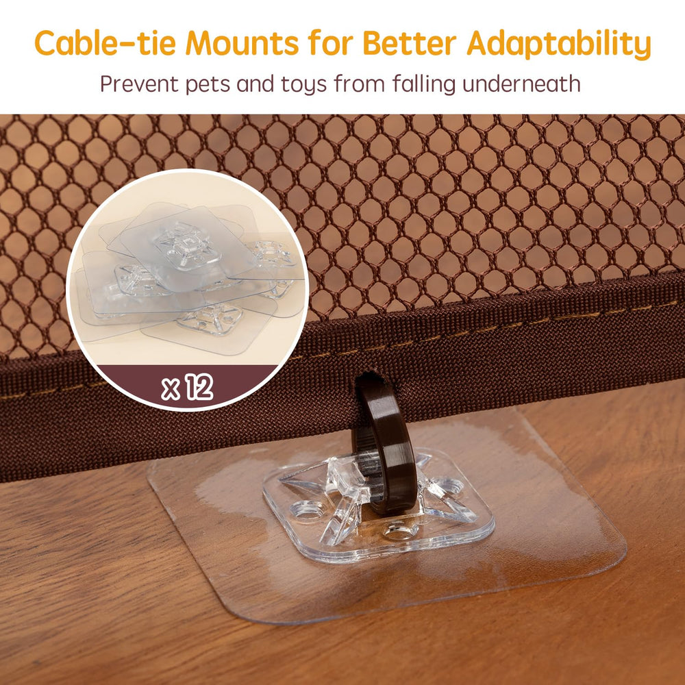 Minne Baby banister guard dense mesh holes demonstrate small openings to keep fingers out