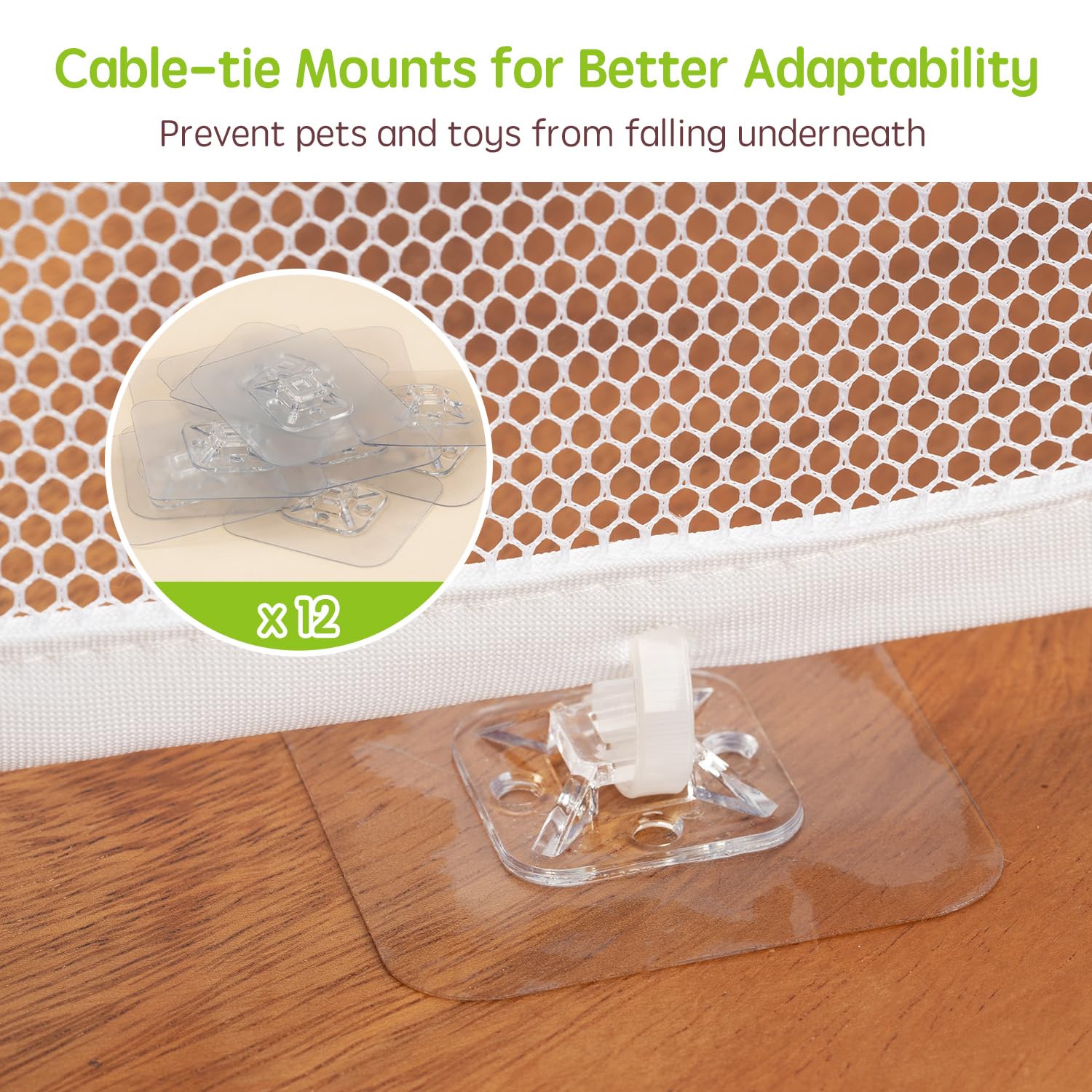 Minne Baby Banister Guard mesh close-up shows sub-0.5 cm openings for finger safety.