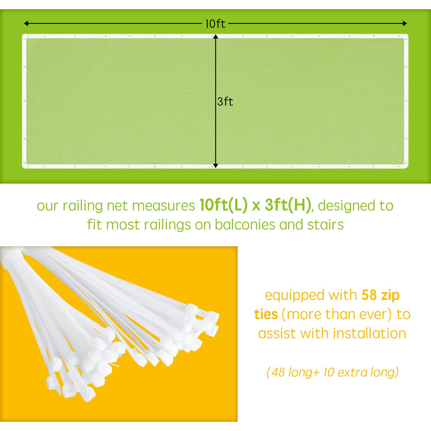 Minne Baby Banister Guard white net provides clear view for supervising children.
