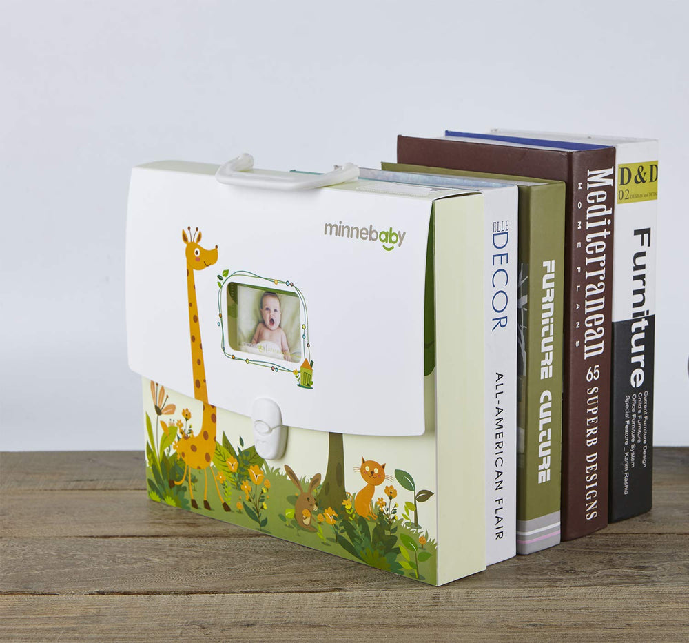 Minne baby document organizer photo slot displays a baby photo while staying organized.