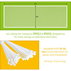 Minne Baby easy-install zip-ties secure the net to rails quickly.