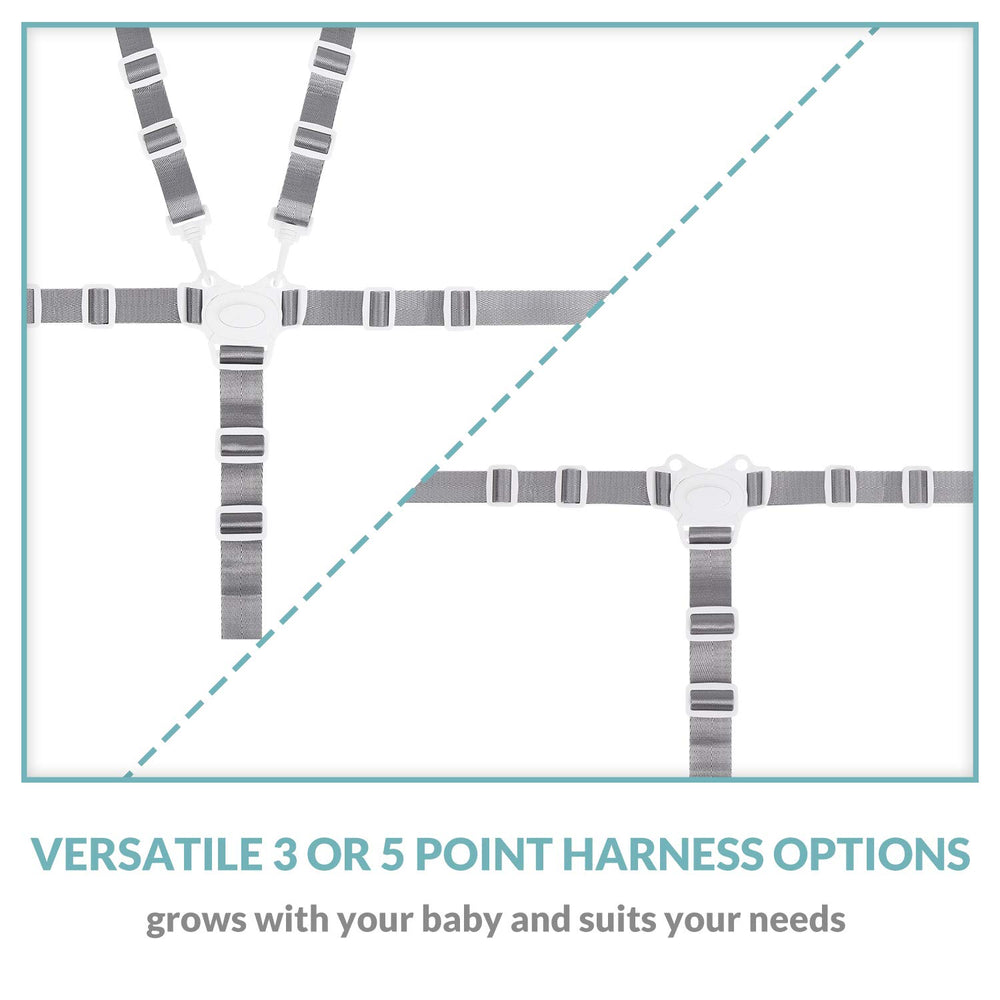 Minne Baby replacement harness-5point demonstrates adjustable fit for growing toddlers.