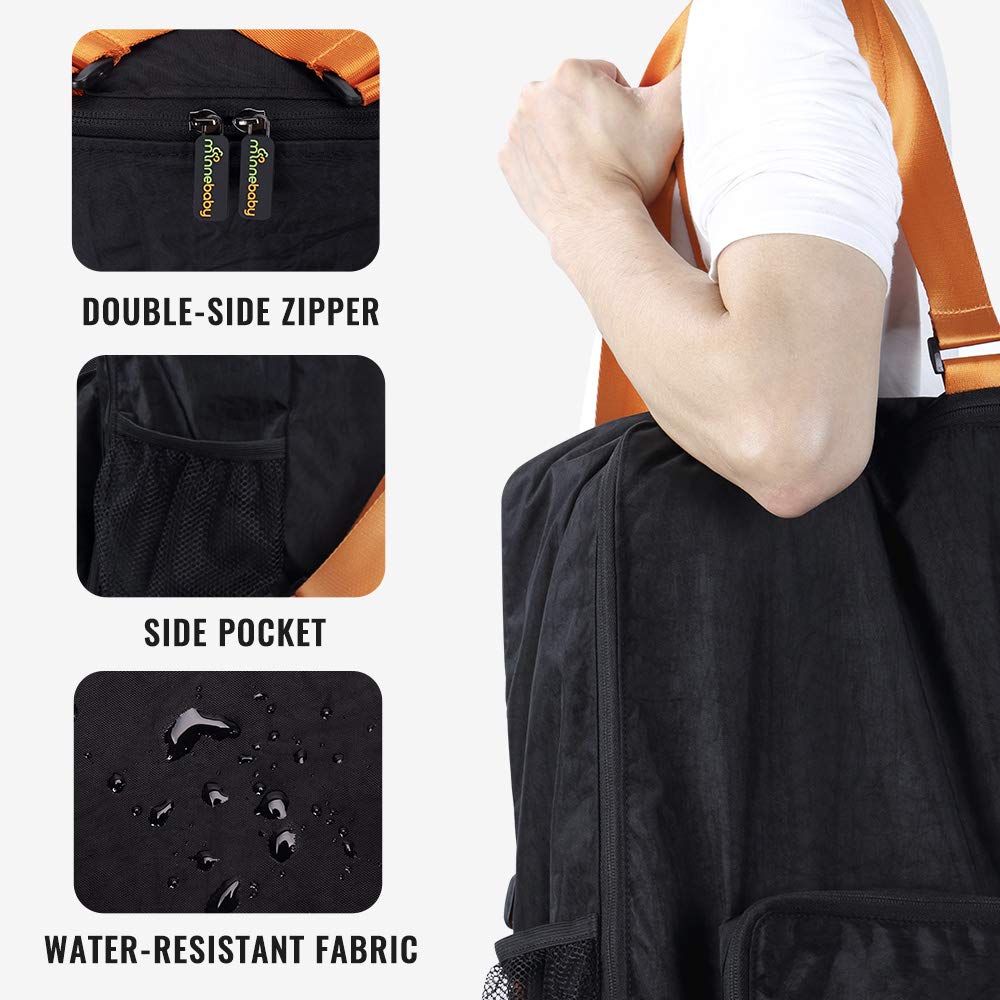 Minne Baby stroller travel bag front pocket provides quick-access storage for small items.