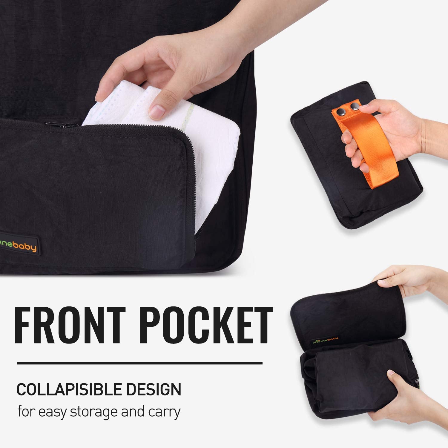 Minne Baby stroller travel bag shoulder straps enable hands-free carrying.