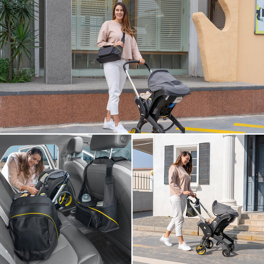 Minne Baby Upperkids note to remove bag before folding stroller
