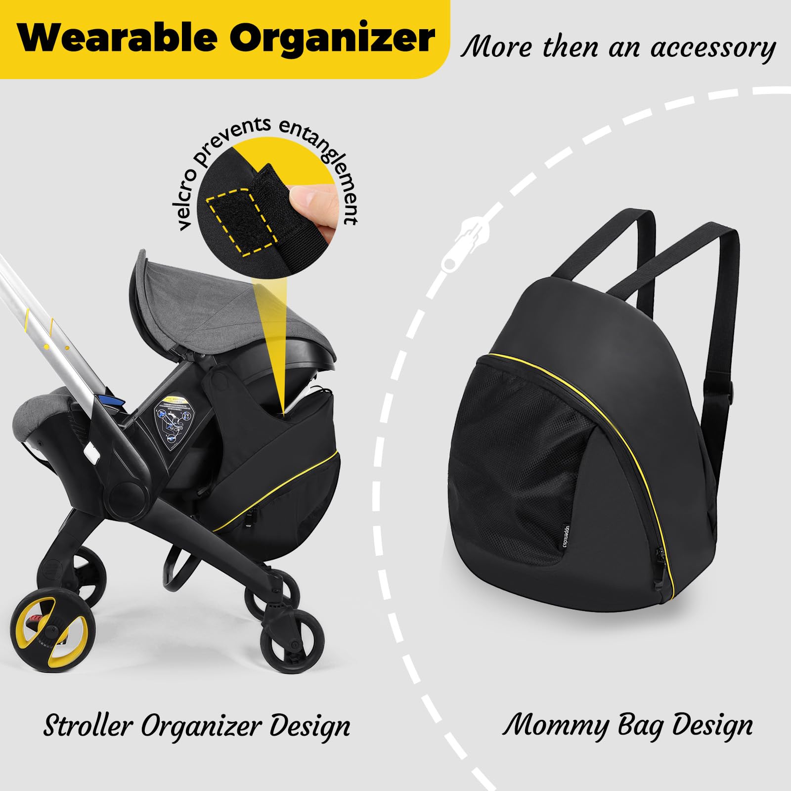 Minne Baby Upperkids storage bag features easy access zipper for quick retrieval