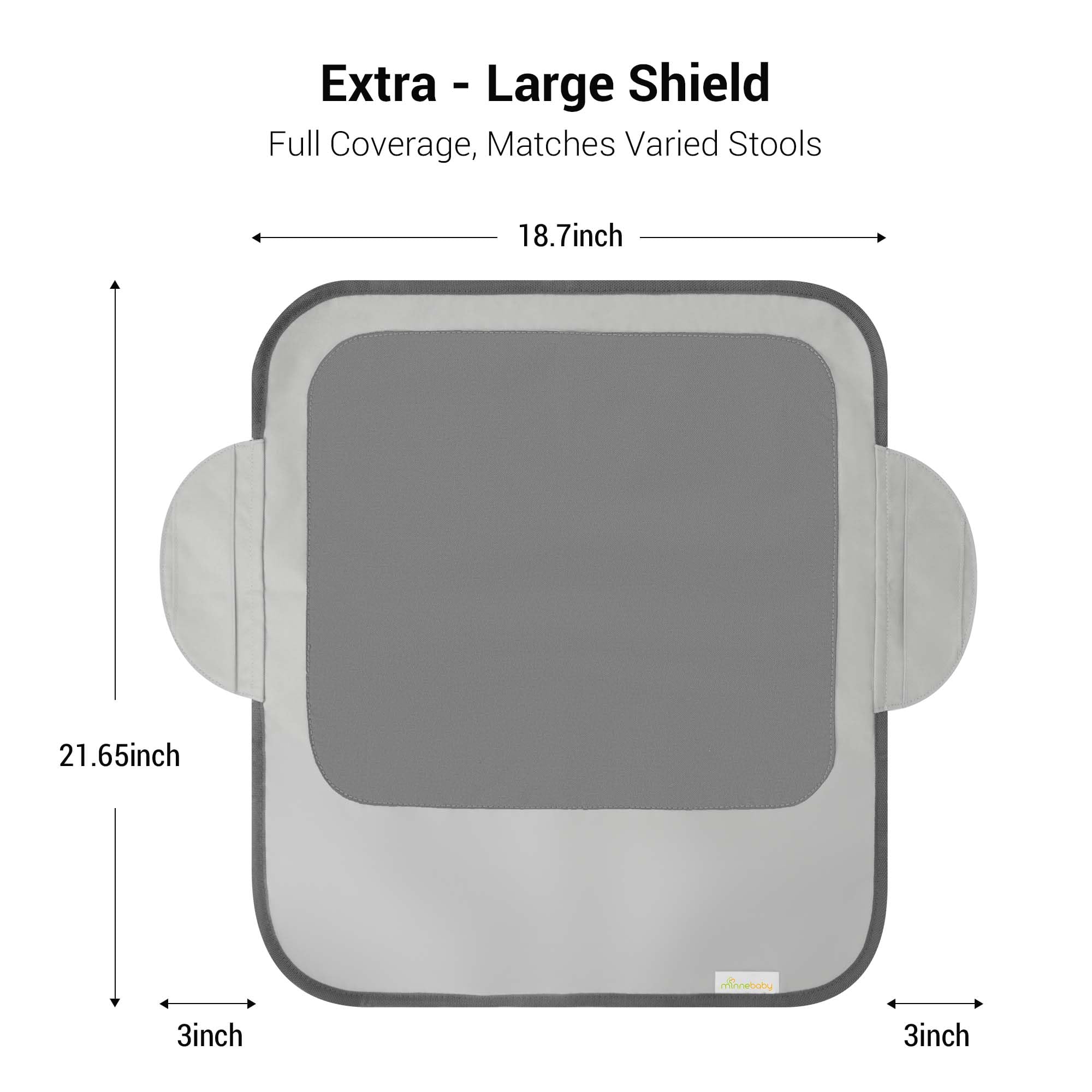 Minne Minnebaby booster chair cover side flaps prevent strap snagging during feeding.