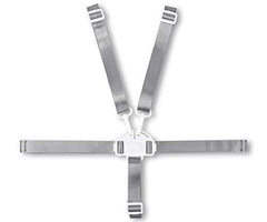Minnebaby high chair straps shown in 5-point harness configuration for secure meals.