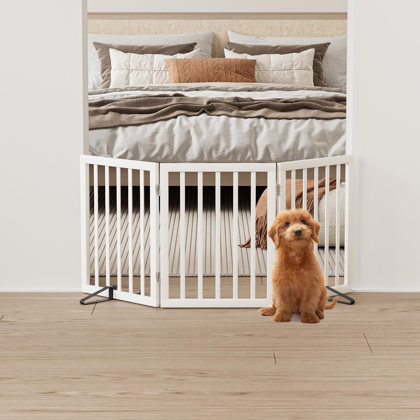 Mino Kesper bamboo-dog-gate-folded highlights compact storage and quick setup.