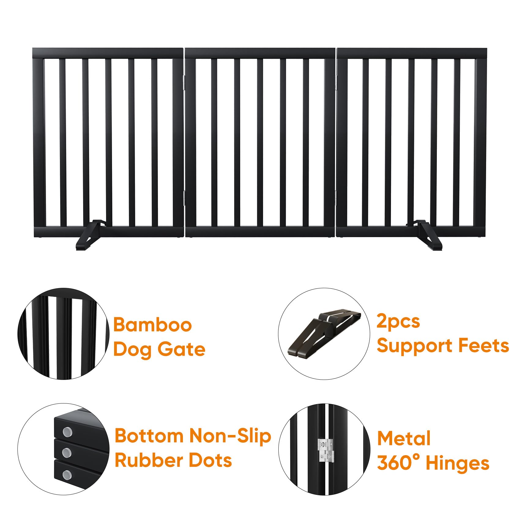 Mino Kesper pet gate with anti-slip bases stays stable on smooth floors.