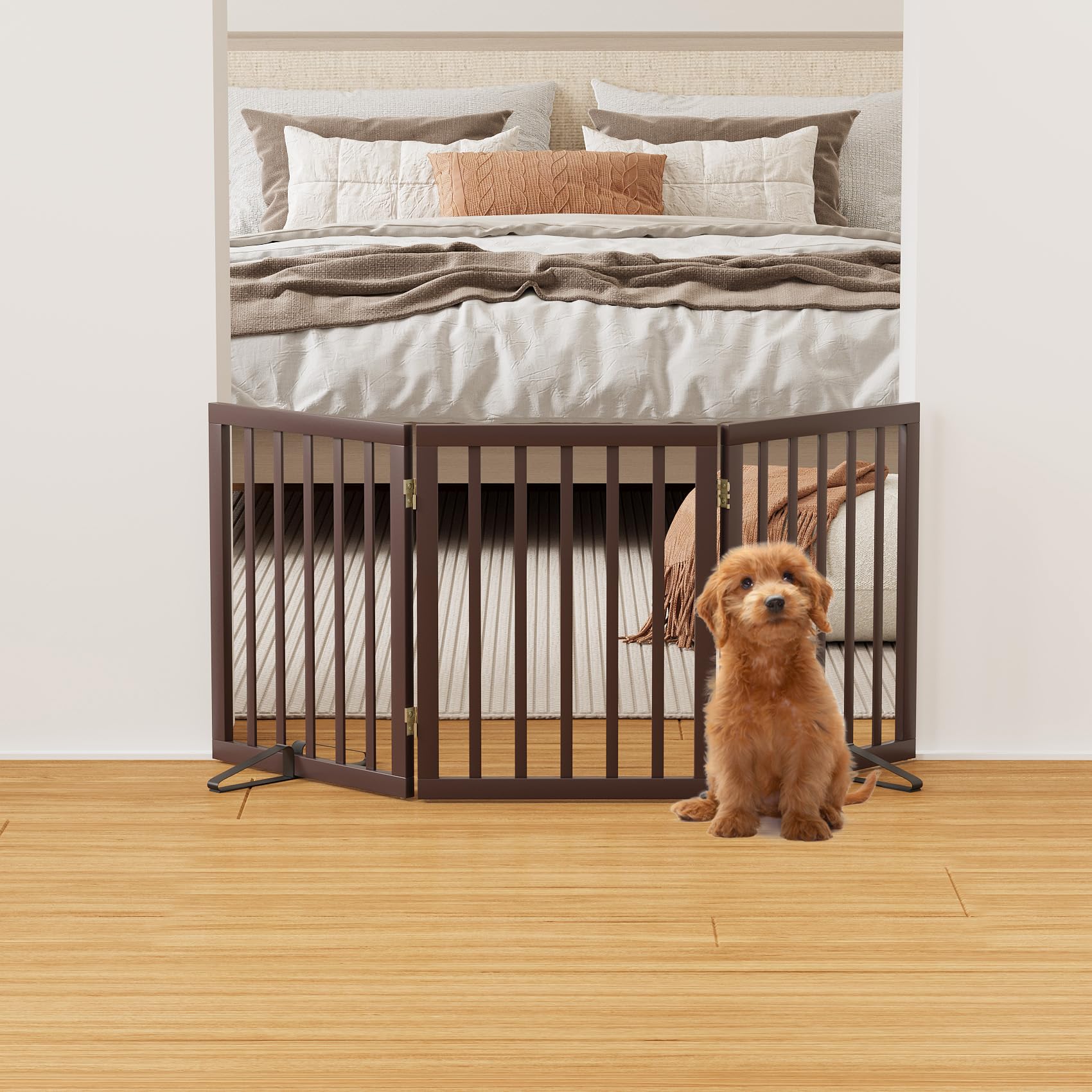Mino Kesper brown gate assembly view, easy no-install setup.