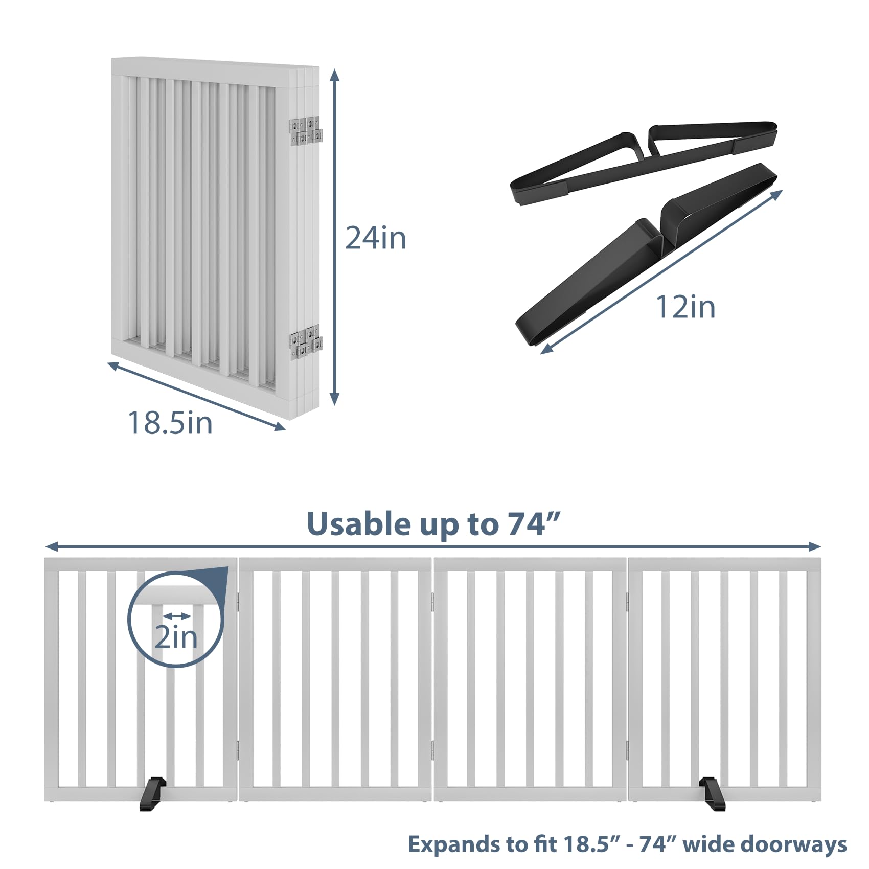 Mino Kesper compact folded gate stores neatly when not in use.