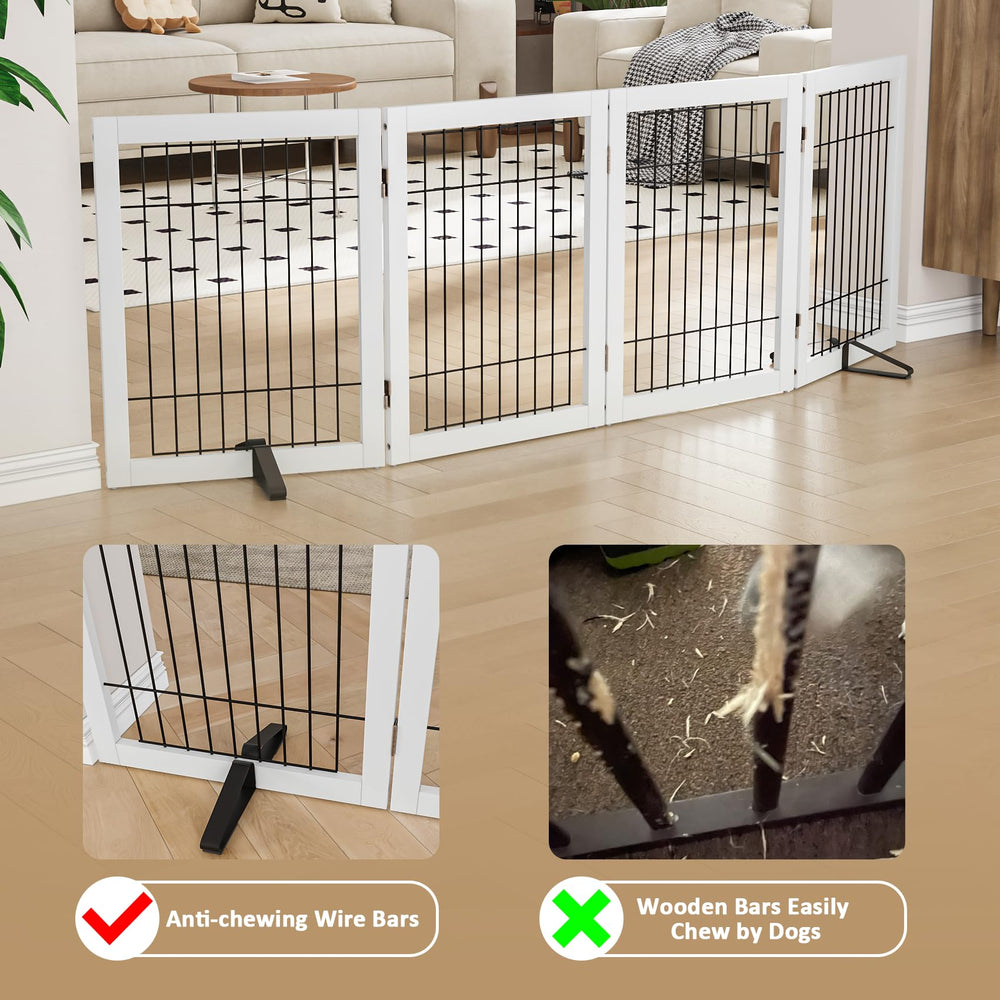 Mino Kesper gate with 360-degree hinges folds into a playpen for puppies.