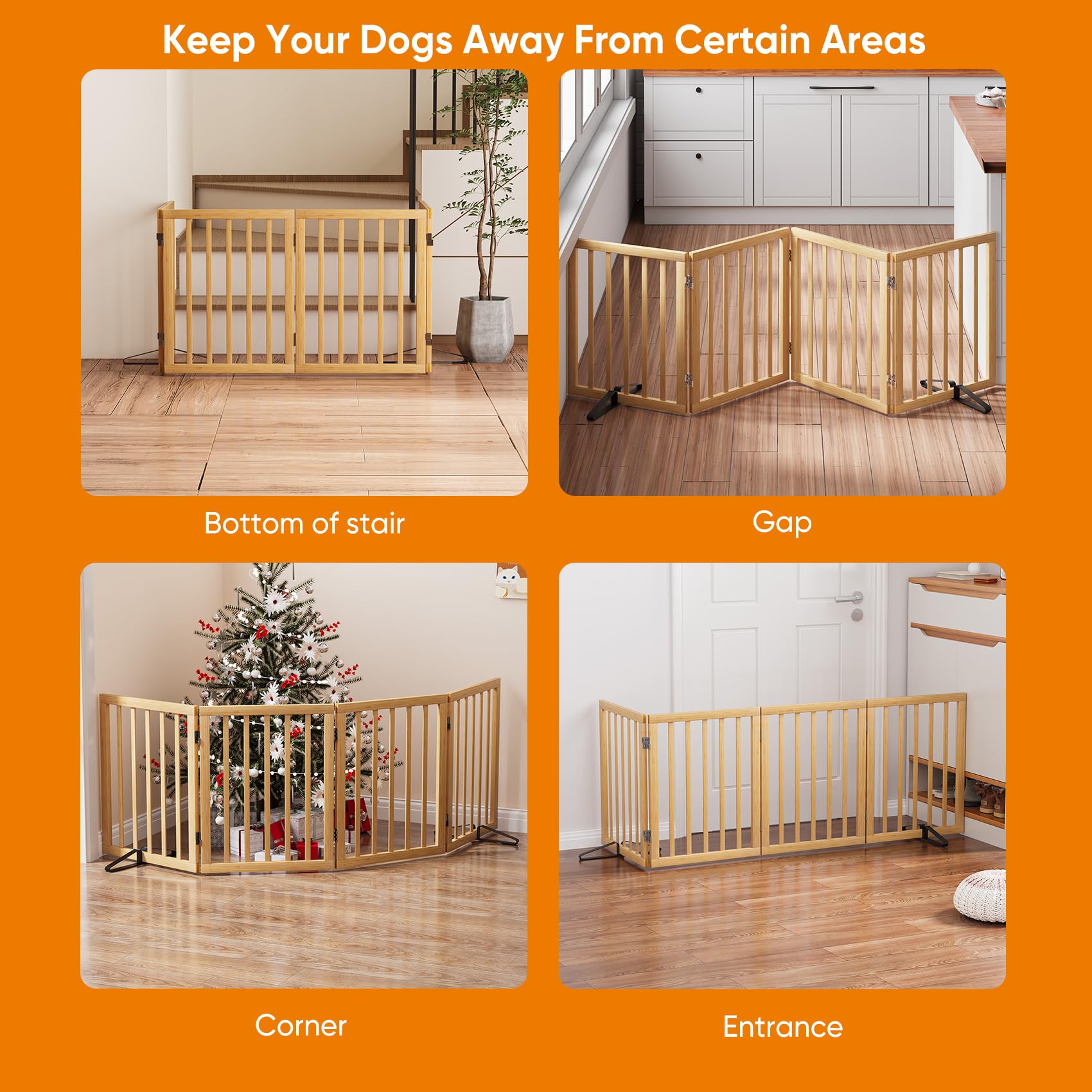 Mino Kesper dog gate blocks doorway to confine pets without drilling