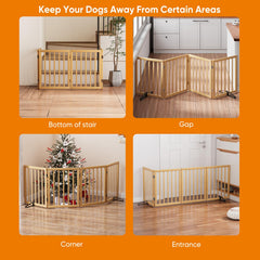 Mino Kesper dog gate blocks doorway to confine pets without drilling
