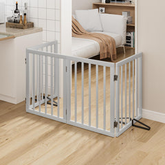 Mino Kesper dog gate doorway setup demonstrates secure barrier without wall damage.