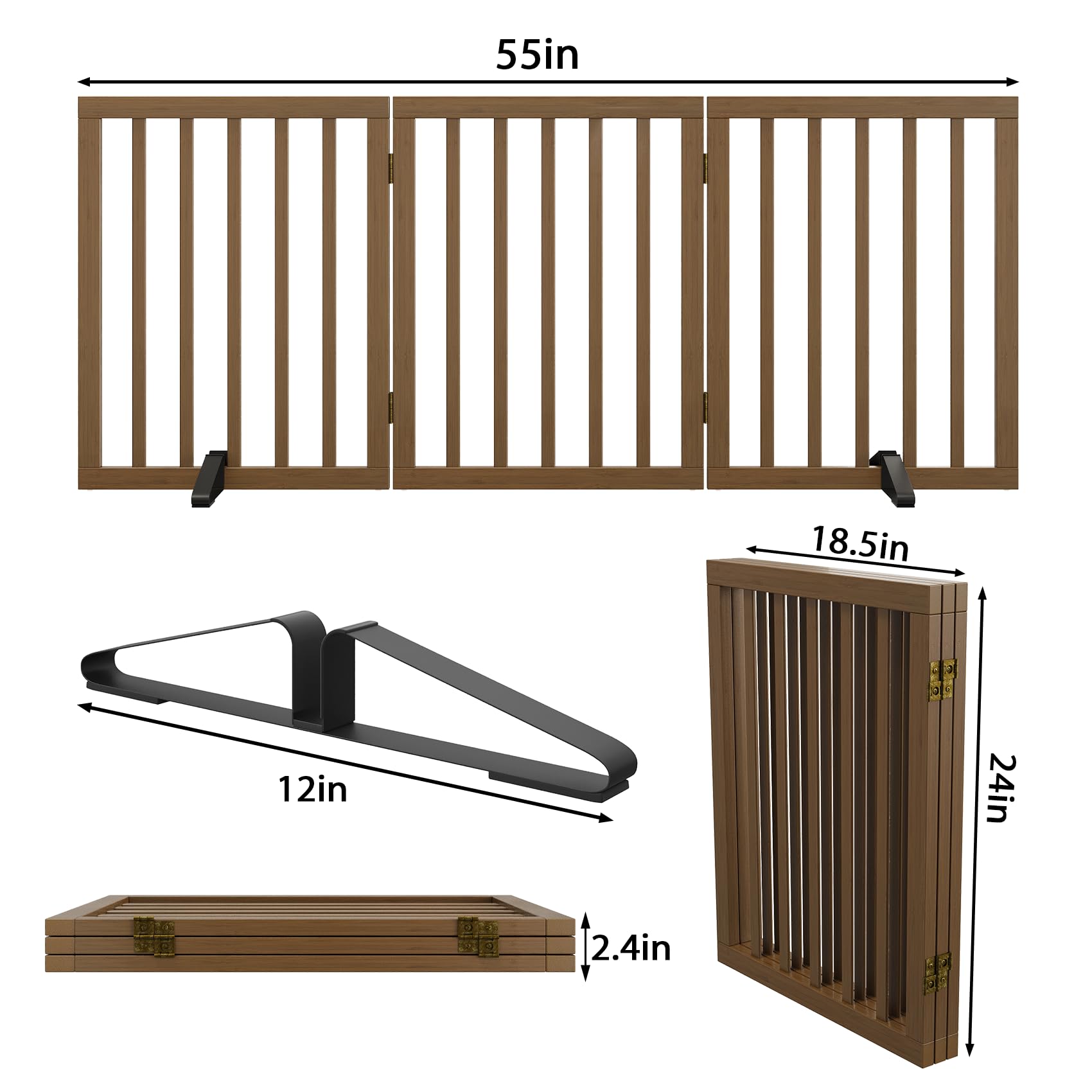 Mino Kesper foldable gate stores compactly when not in use.