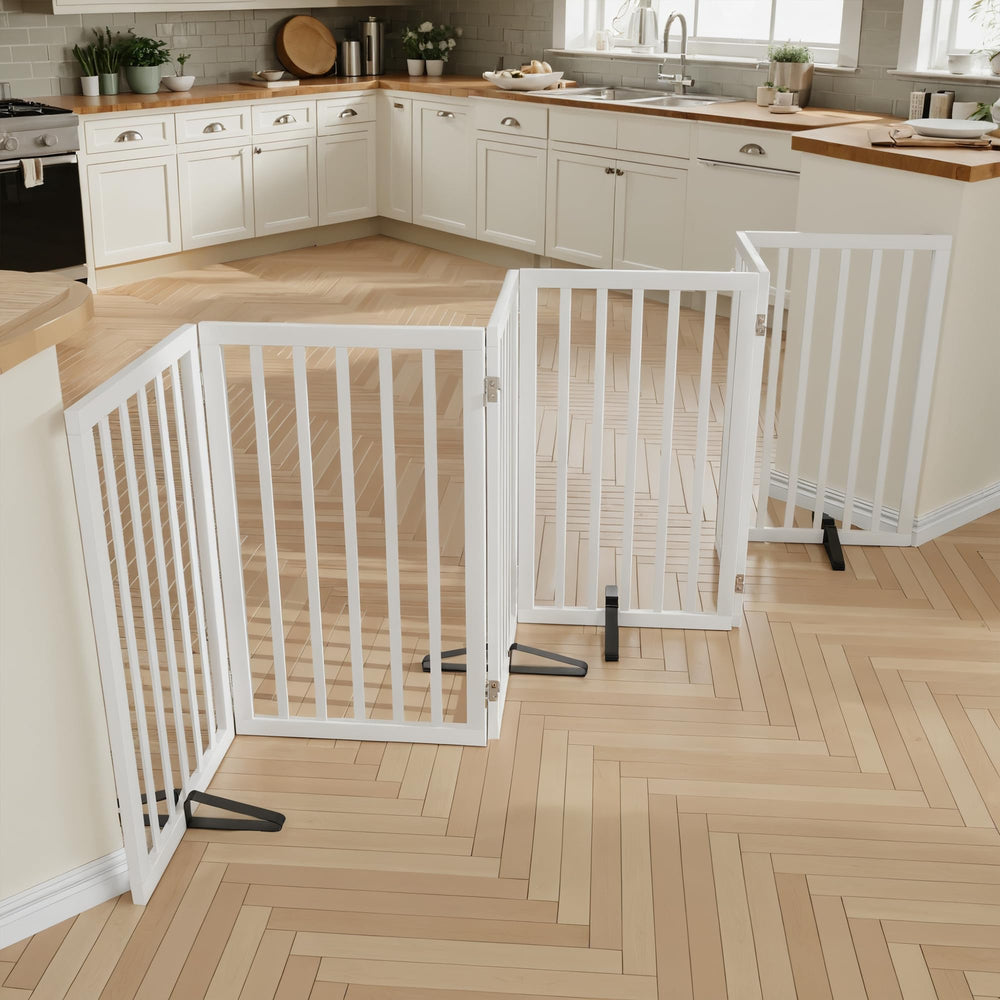 Mino Kesper dog gate folded compact for simple indoor storage
