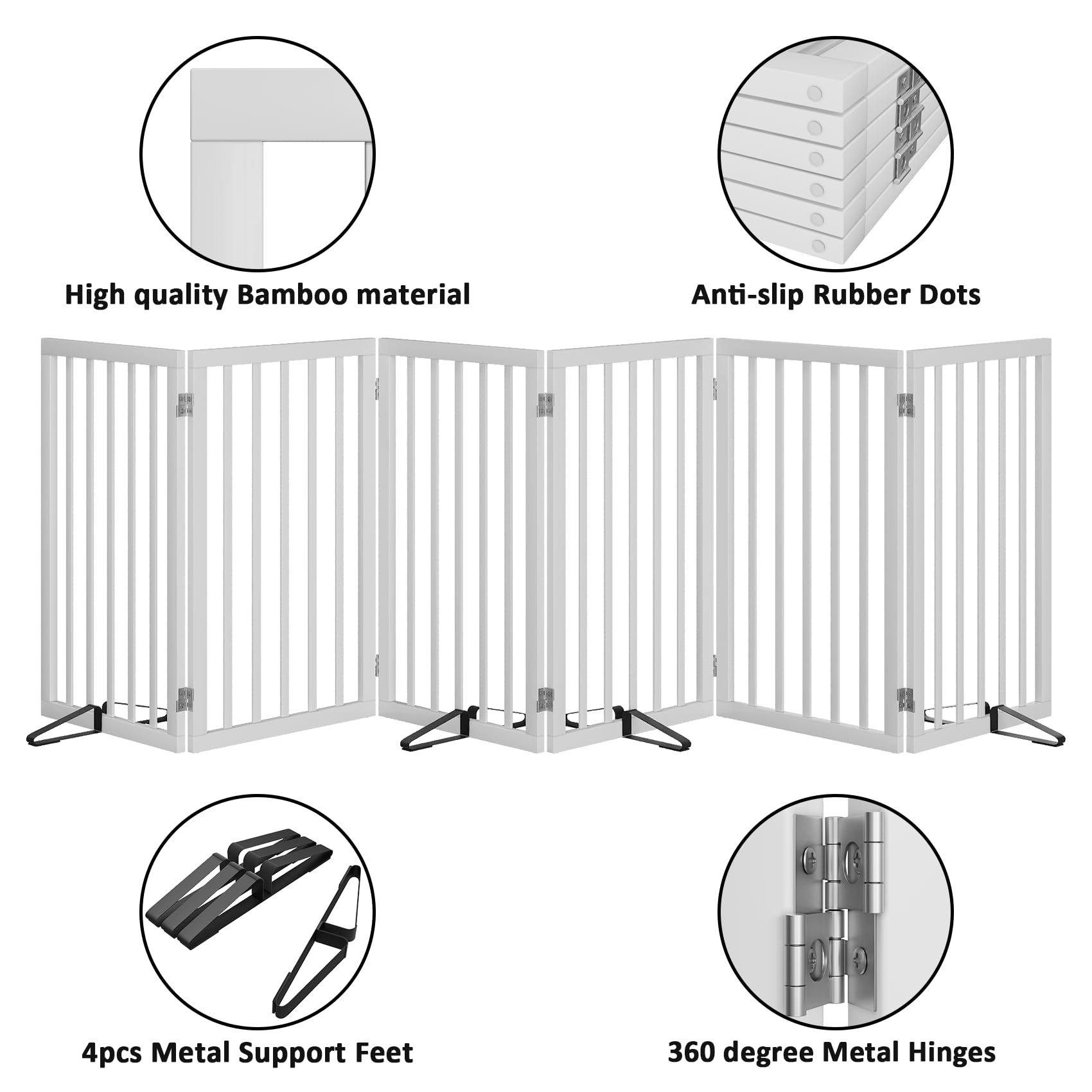 Mino Kesper dog gate features non-slip feet for stability on floors