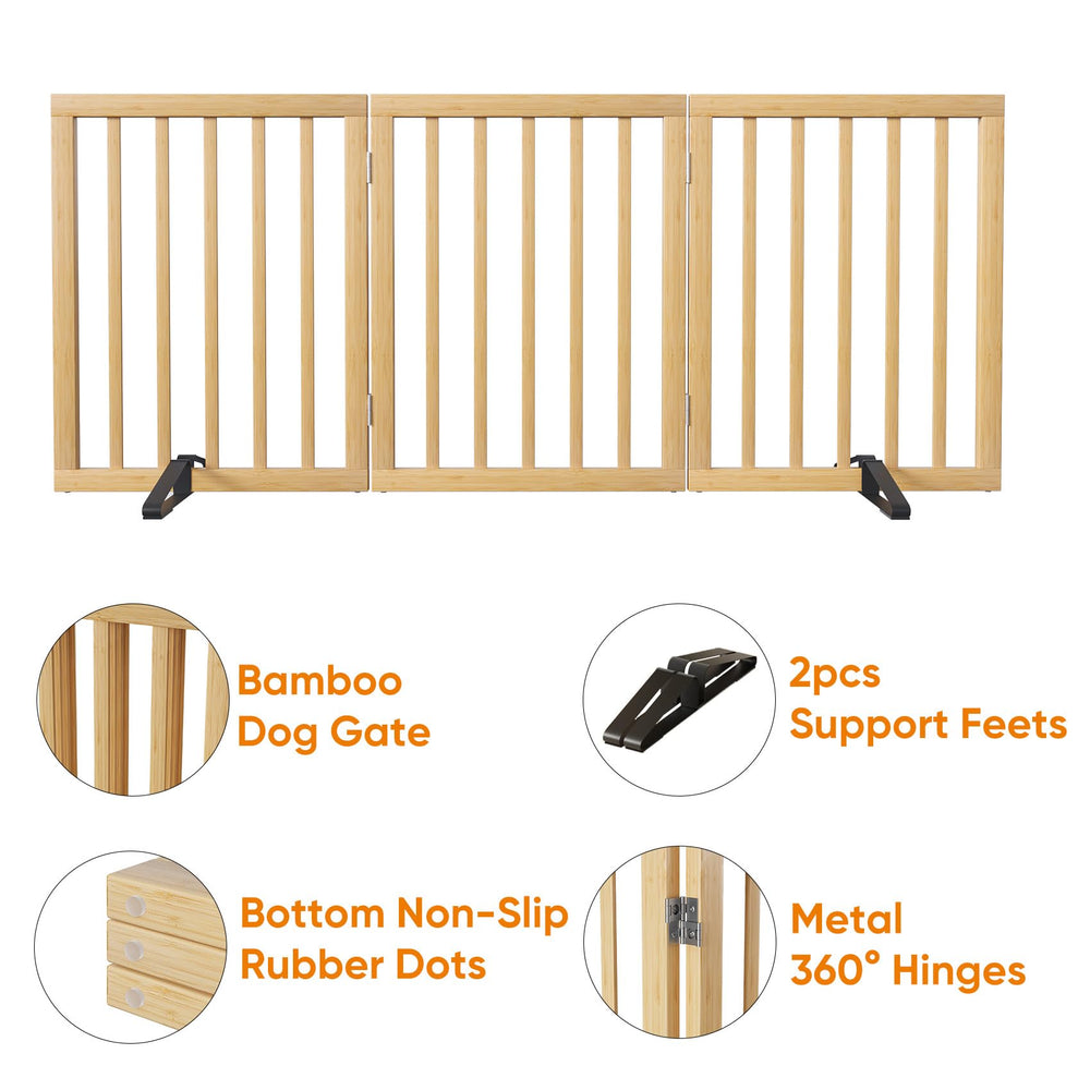 Mino Kesper dog gate used as room divider in bamboo finish