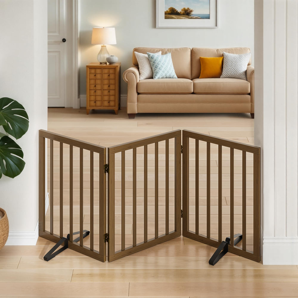 Mino Kesper dog gate foldable stairs side view for easy setup and flexible use.
