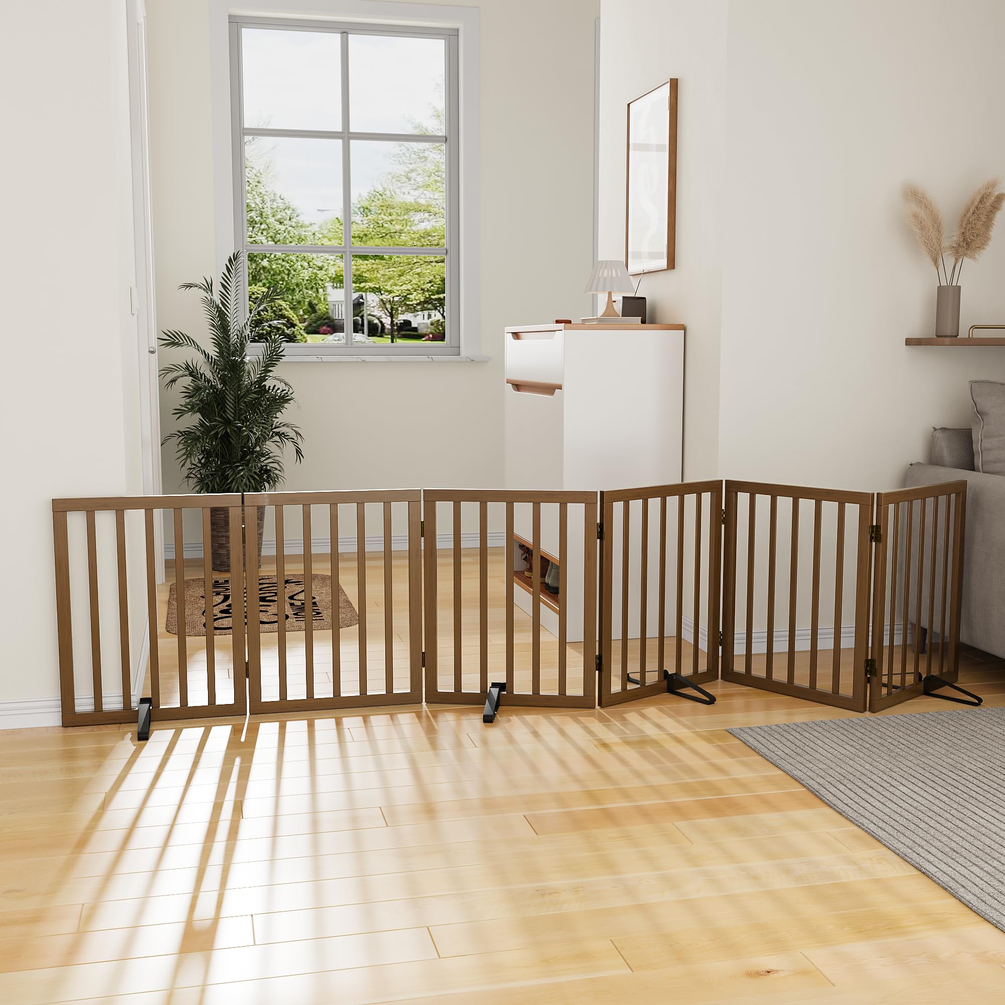 Mino Kesper gate folded for easy storage when not in use.