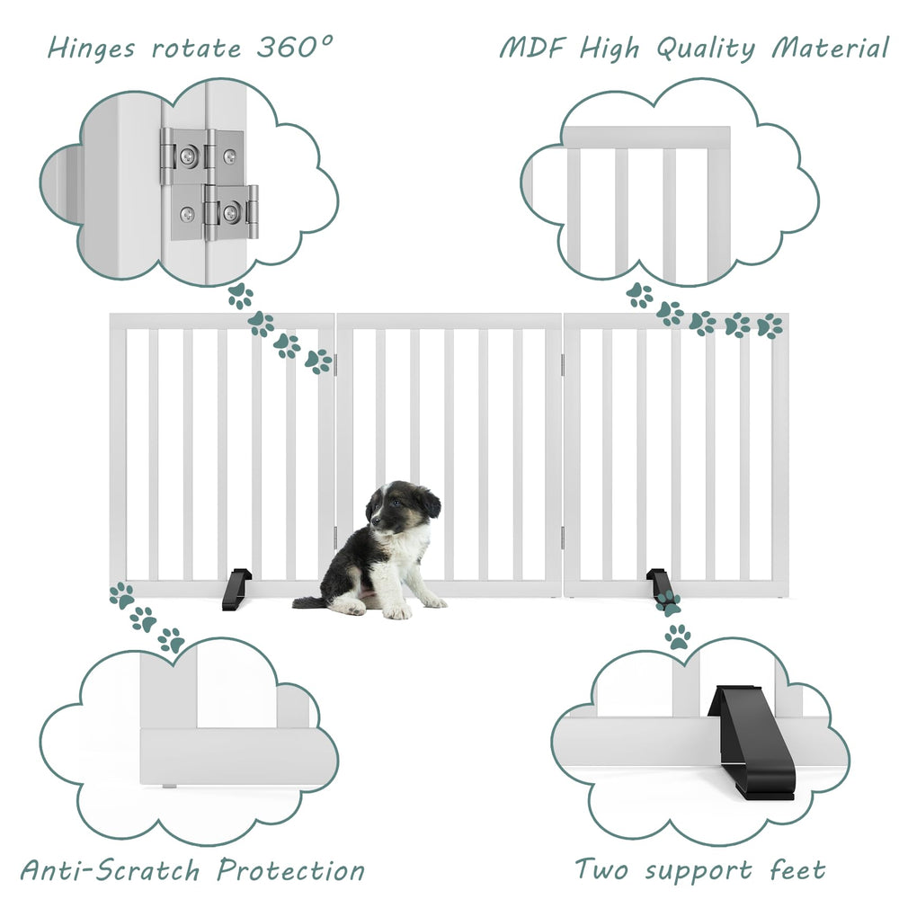 Mino Kesper dog gate with support feet stays stable on floors