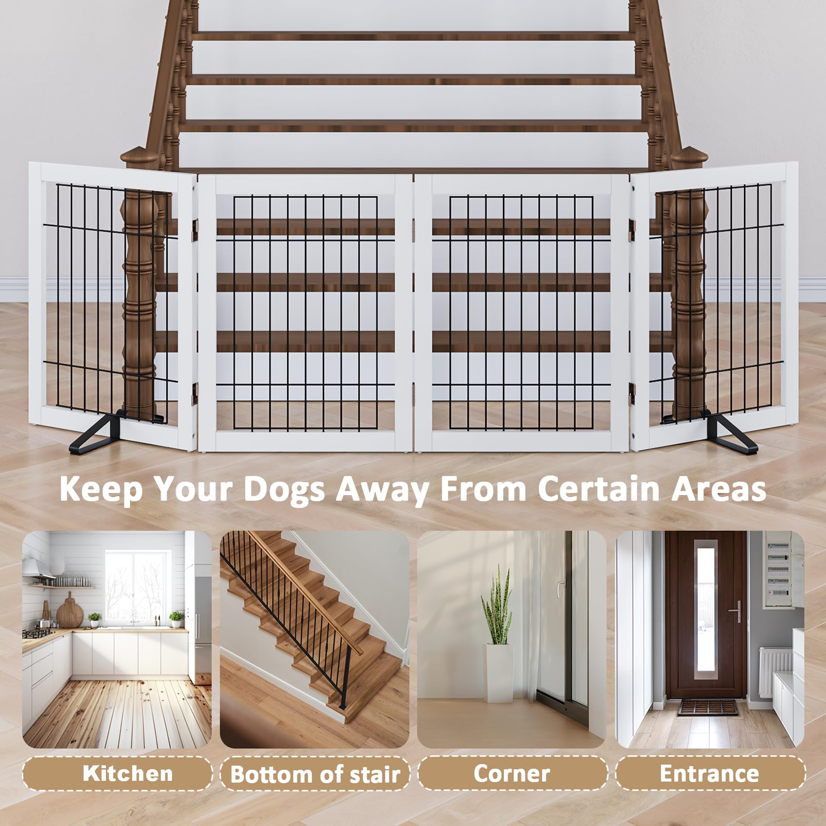 Mino Kesper white decorative finish matches home decor while keeping pets safe.
