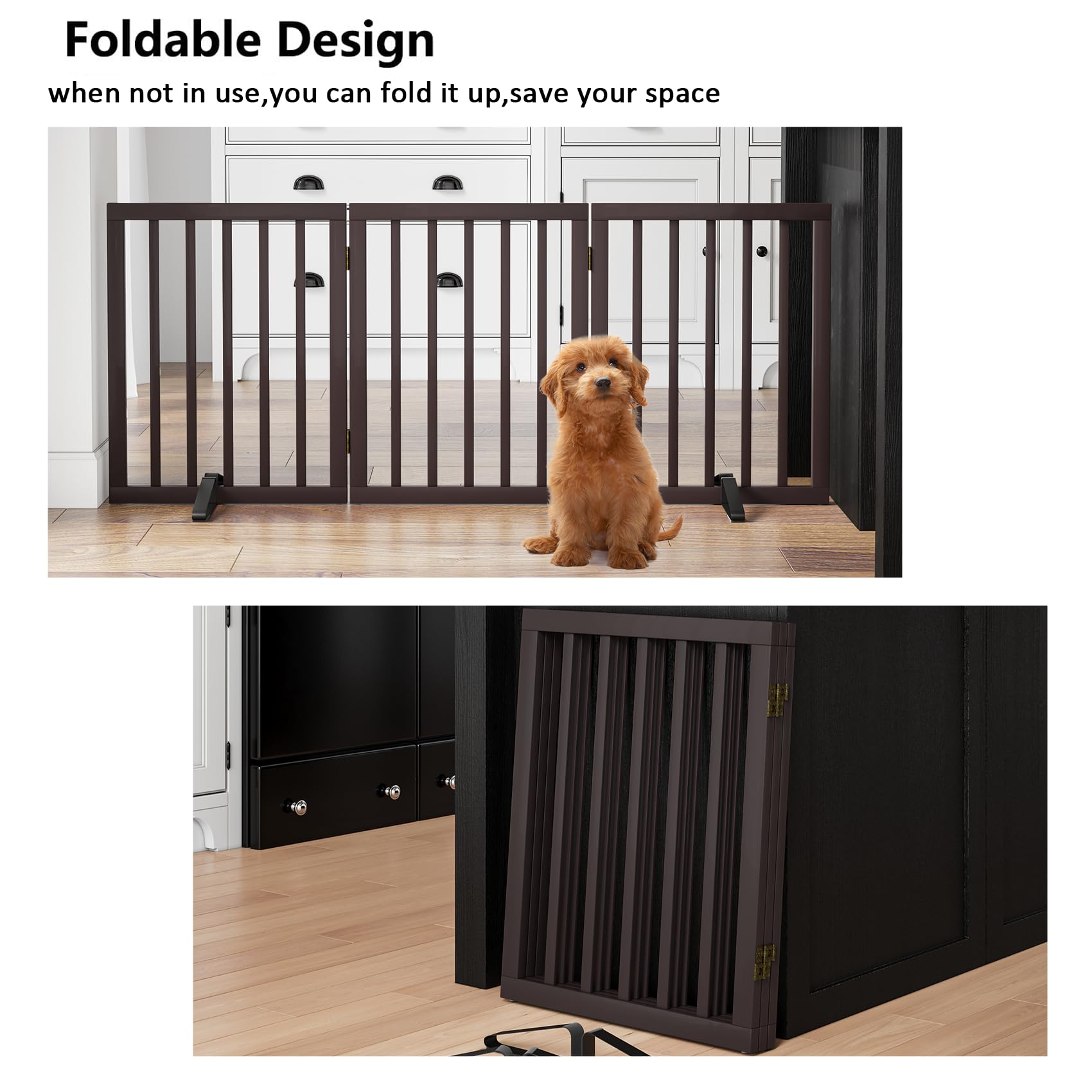 Mino Kesper dog gates folded compact show easy storage after use.