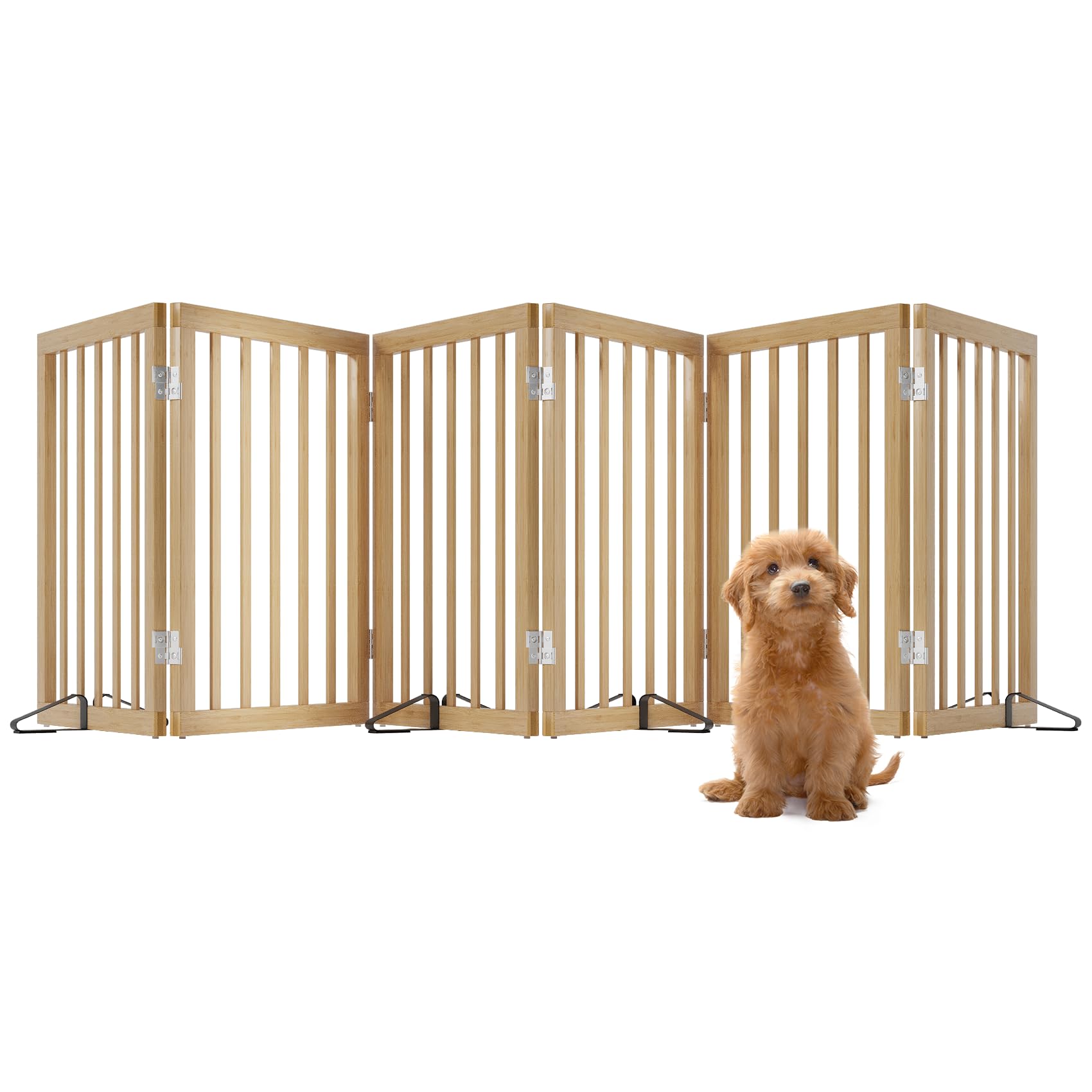 Mino Kesper extra wide dog gate bamboo for doorway blocking and elegant home style