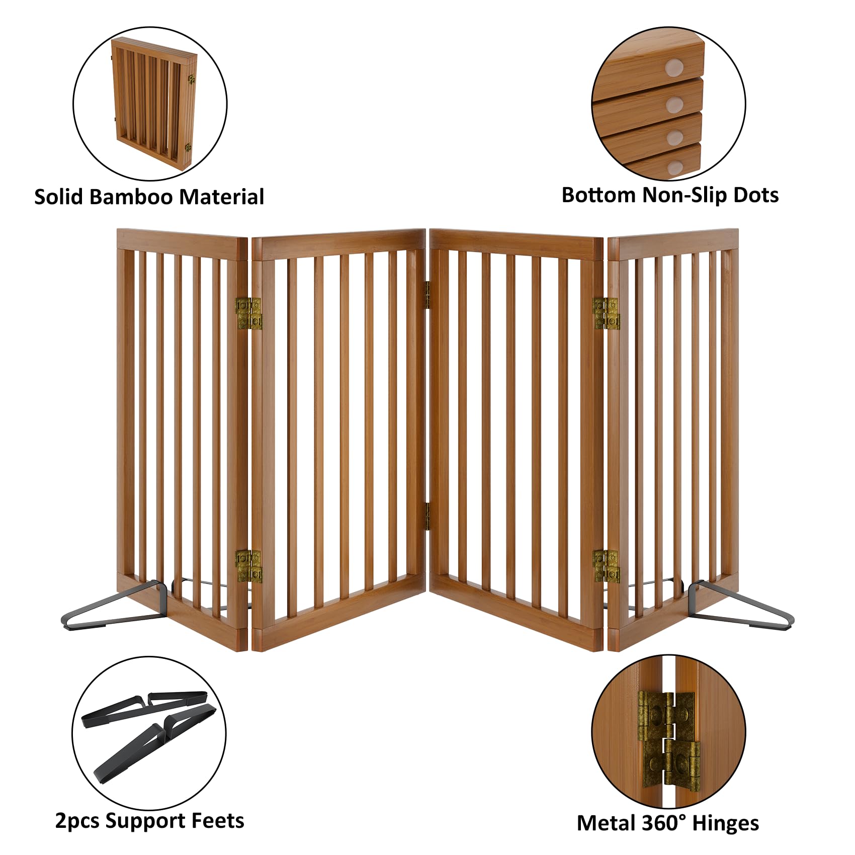 Mino Kesper freestanding gate in walnut blocking stairs and entrances for safety