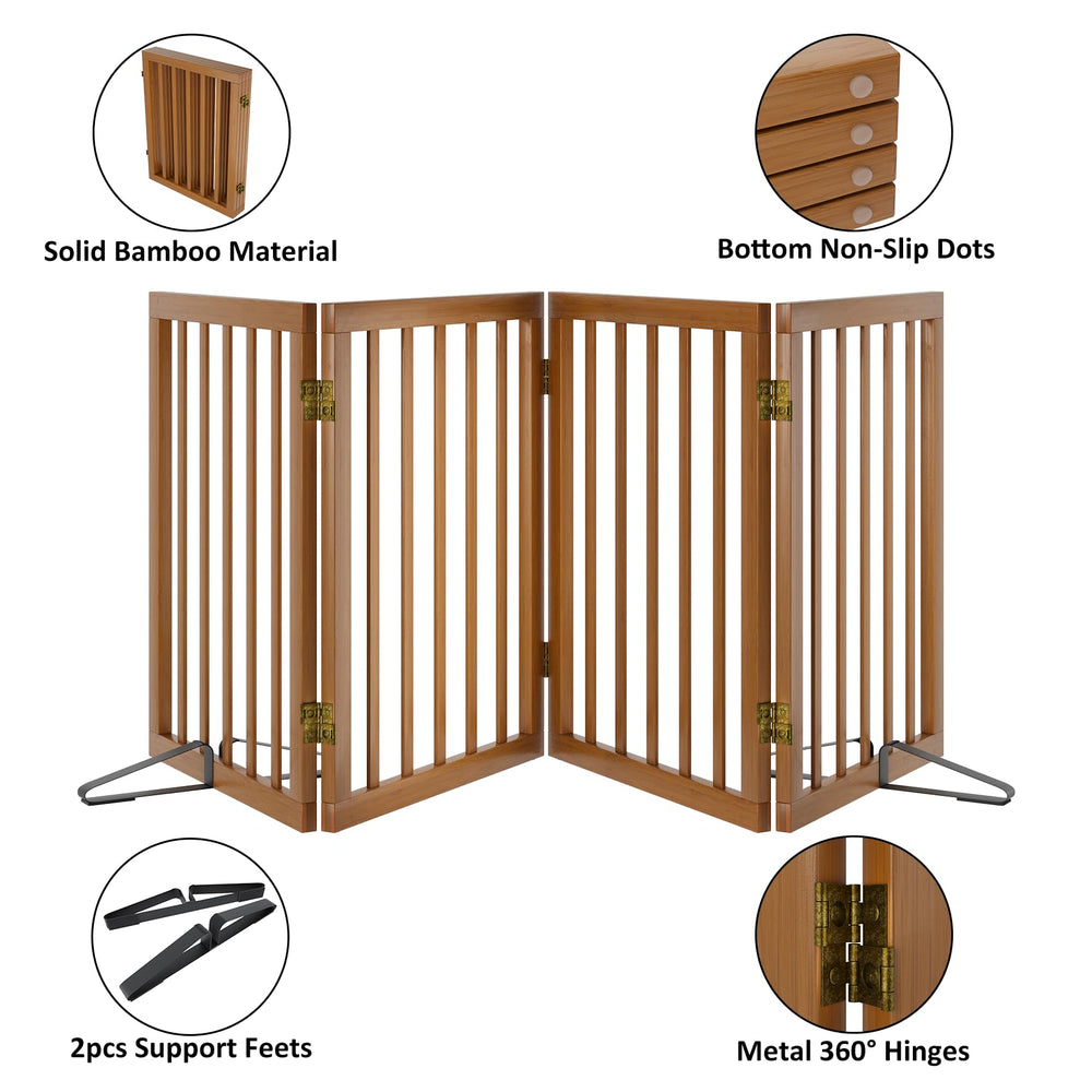 Mino Kesper freestanding gate in walnut blocking stairs and entrances for safety