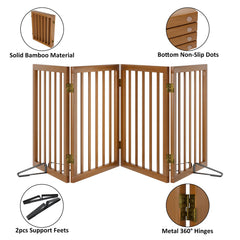 Mino Kesper freestanding gate in walnut blocking stairs and entrances for safety