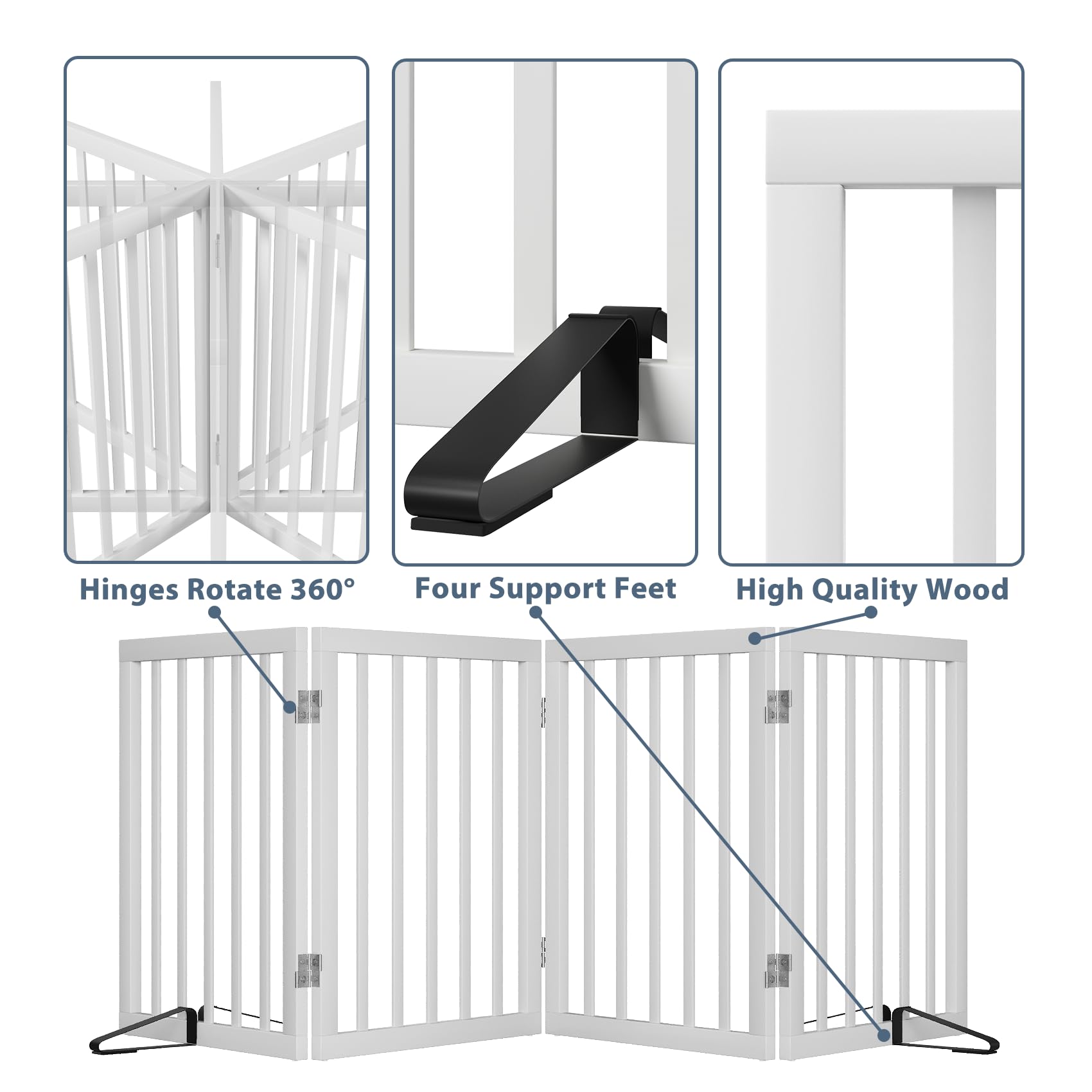 Mino Kesper gate extended to 74 inches fits wide openings and small dogs comfortably.