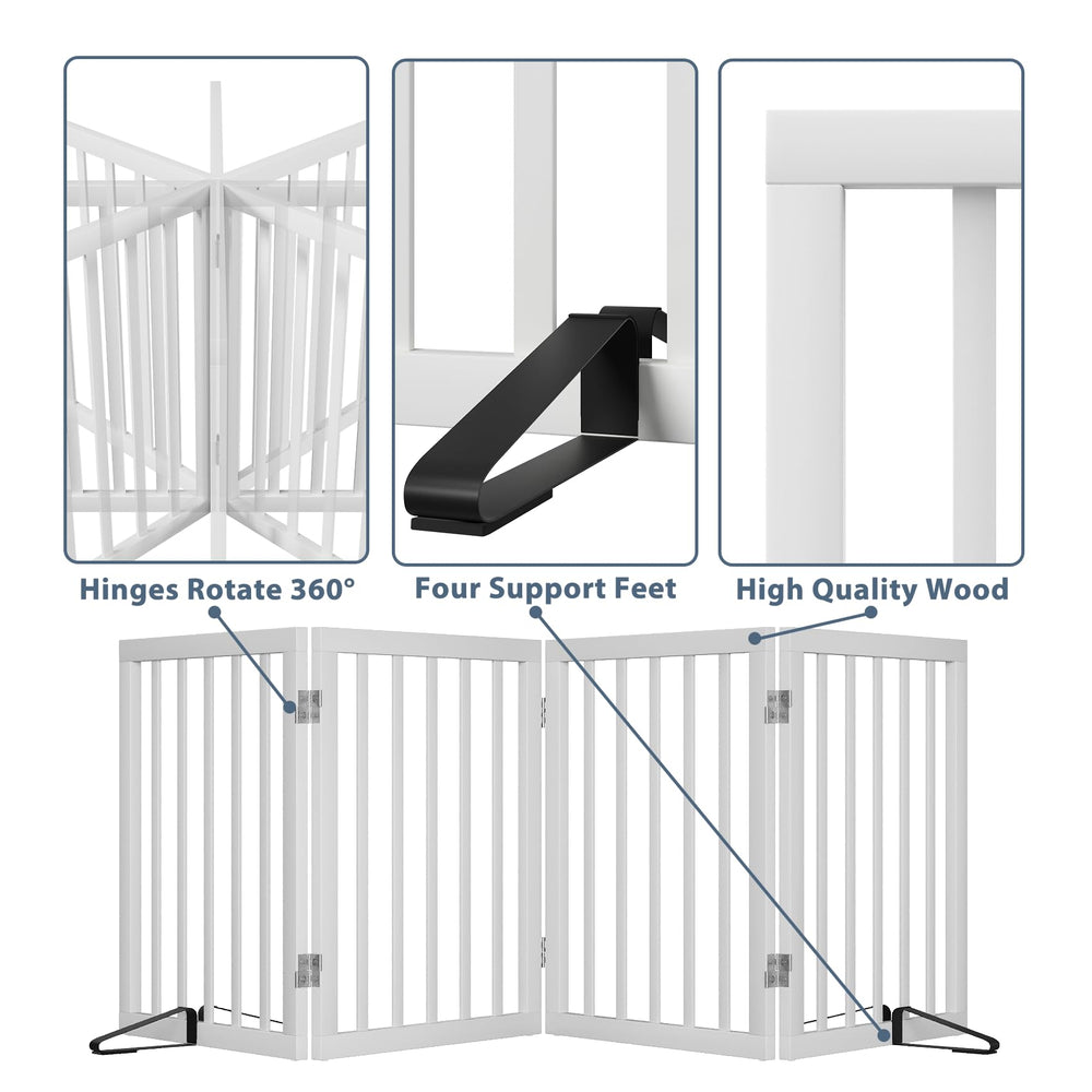 Mino Kesper gate extended to 74 inches fits wide openings and small dogs comfortably.