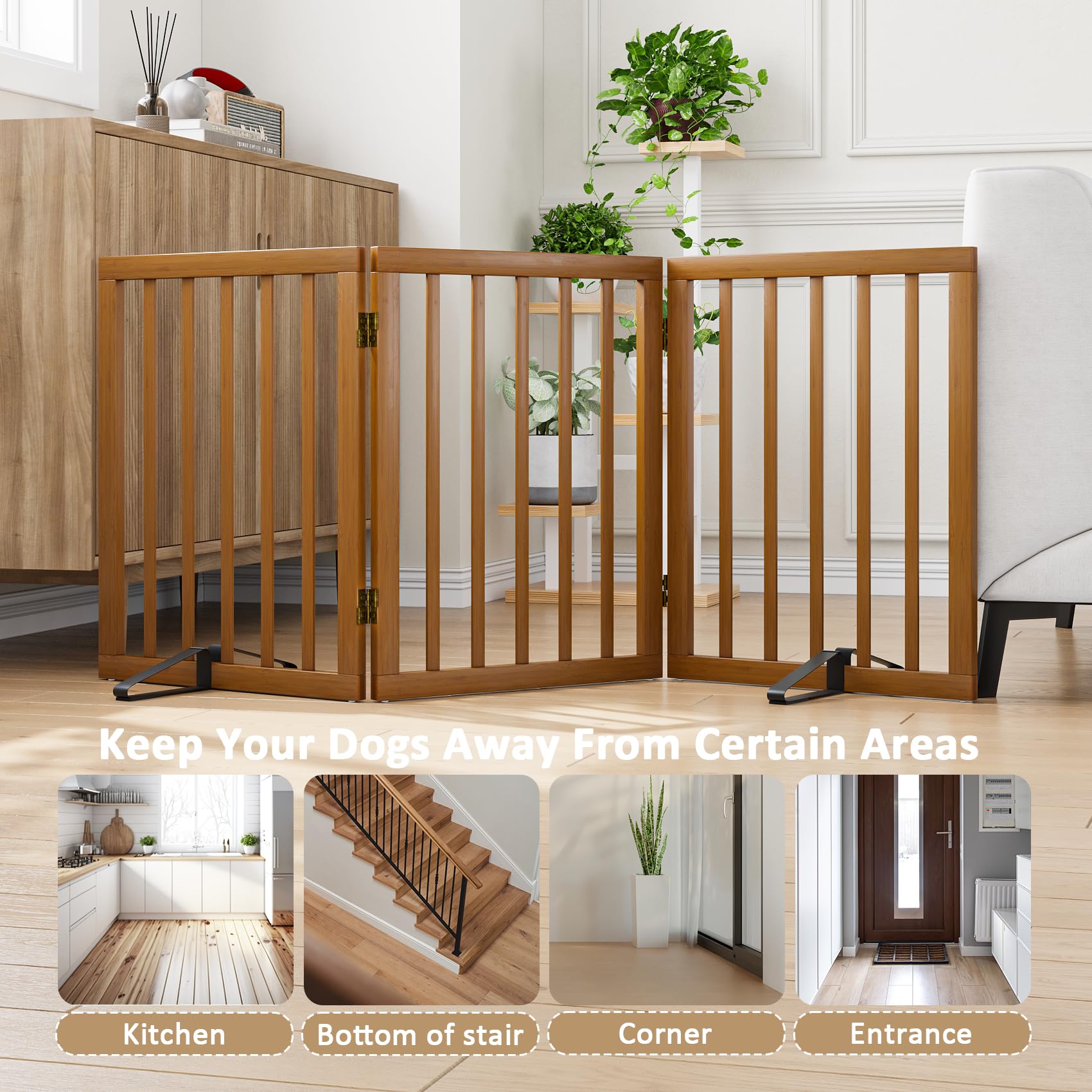 Mino Kesper no-installation gate folds flat for easy storage.