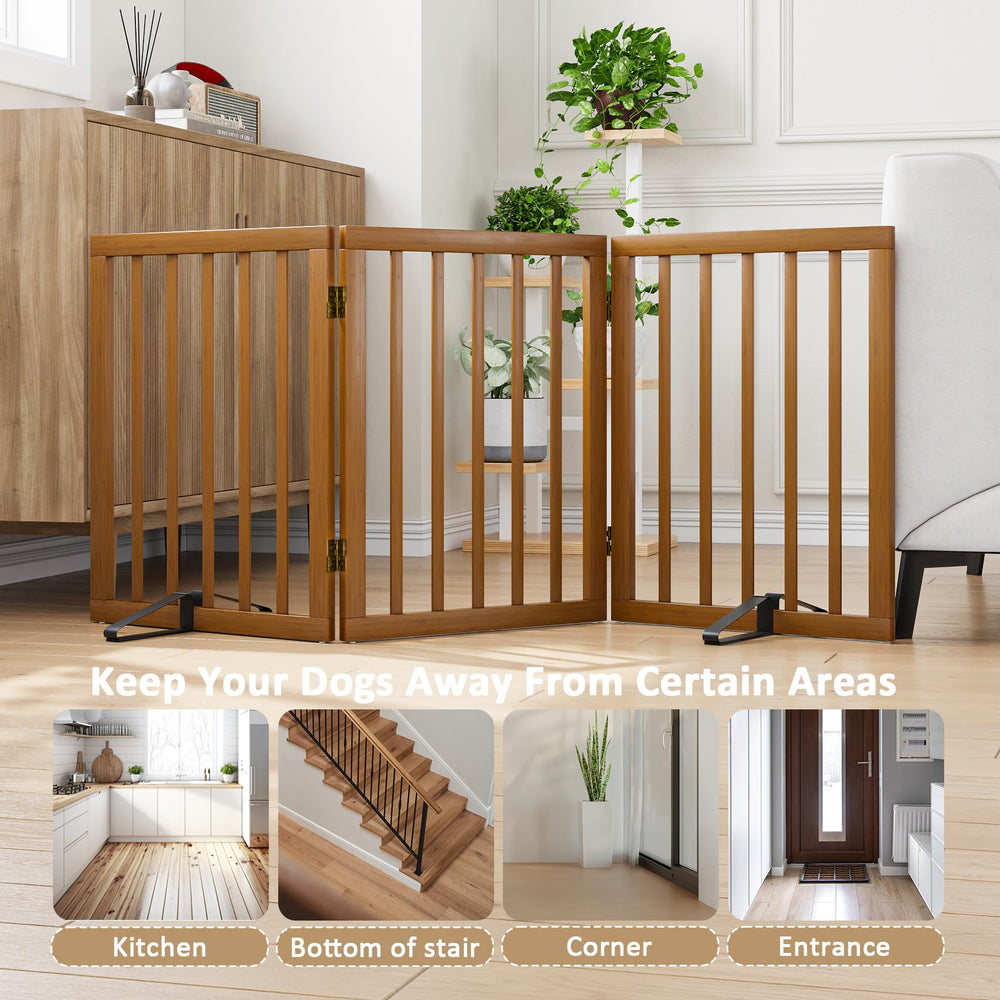 Mino Kesper no-installation gate folds flat for easy storage.