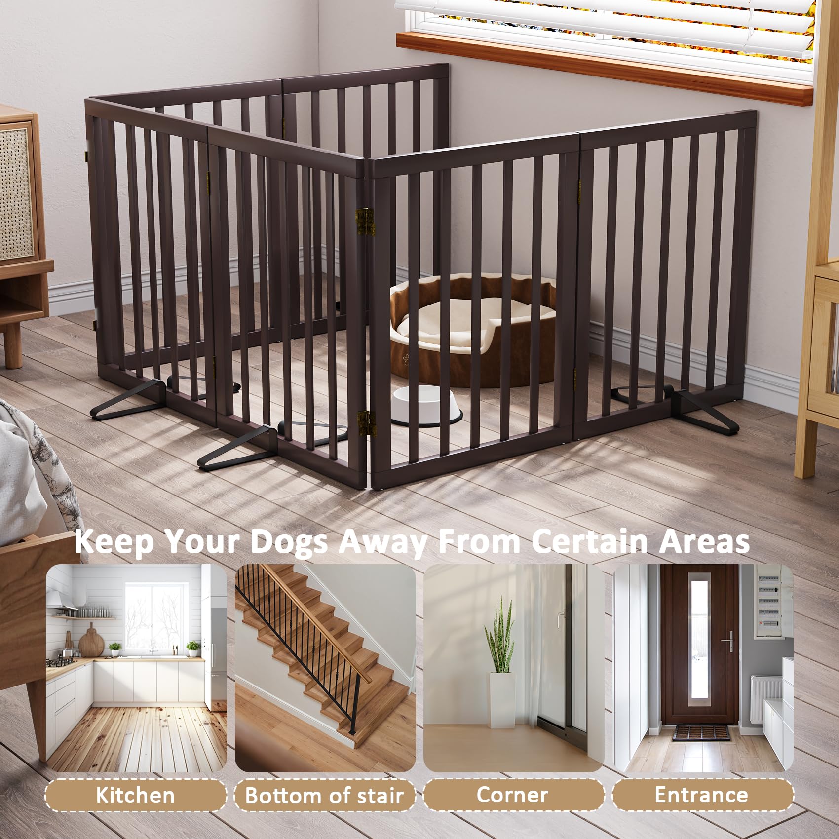 Mino Kesper pet gate assembly standalone provides flexible, tool-free room division