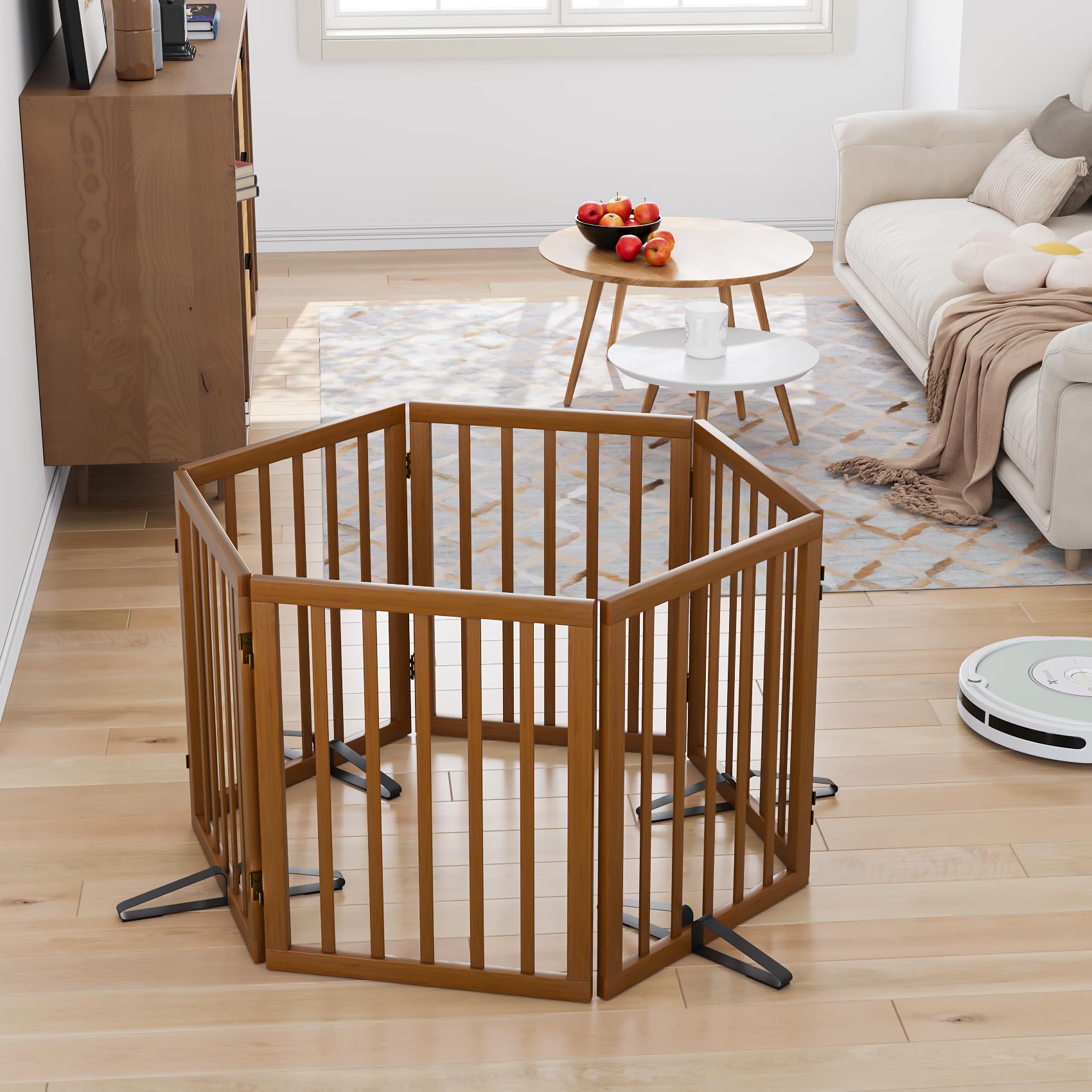 Mino Kesper gate with non-slip feet maintains stable placement on floors.