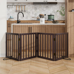 Mino Kesper folding wooden dog gate with 360-degree hinge for flexible room blocking