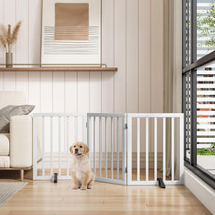 Mino Kesper wooden white dog gate fits openings without drilling