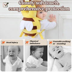 MINOCHI baby head protector backpack yellow bee side view enables confident movement.