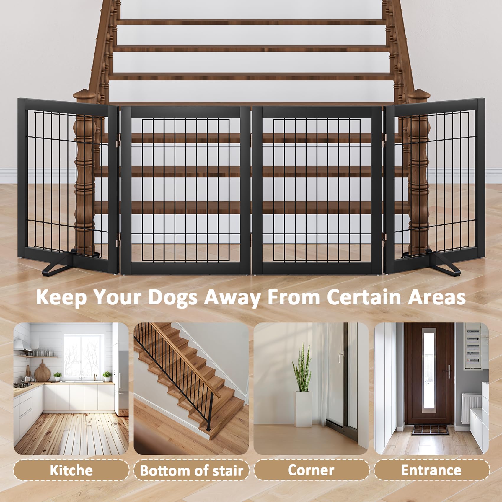 Mino Kesper dog gate foldable-z-shape offers flexible playpen and barrier options.