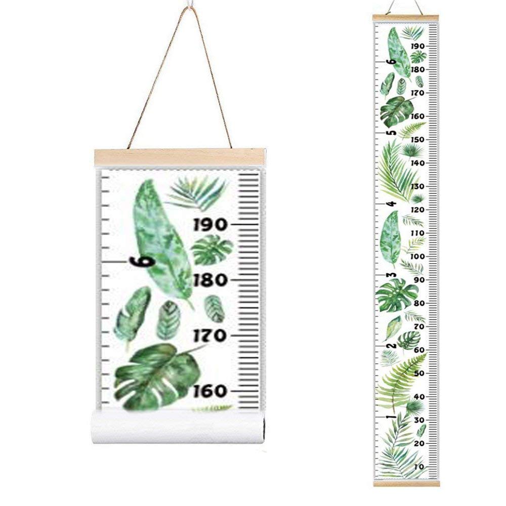 MinoMia growth chart Monstera Deliciosa wood-frame design for stylish kid room decor.