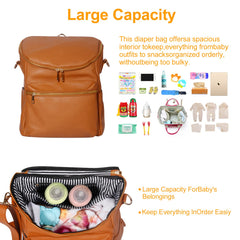Minsong diaper bag brown insulated bottle bag and changing pad for on-the-go care