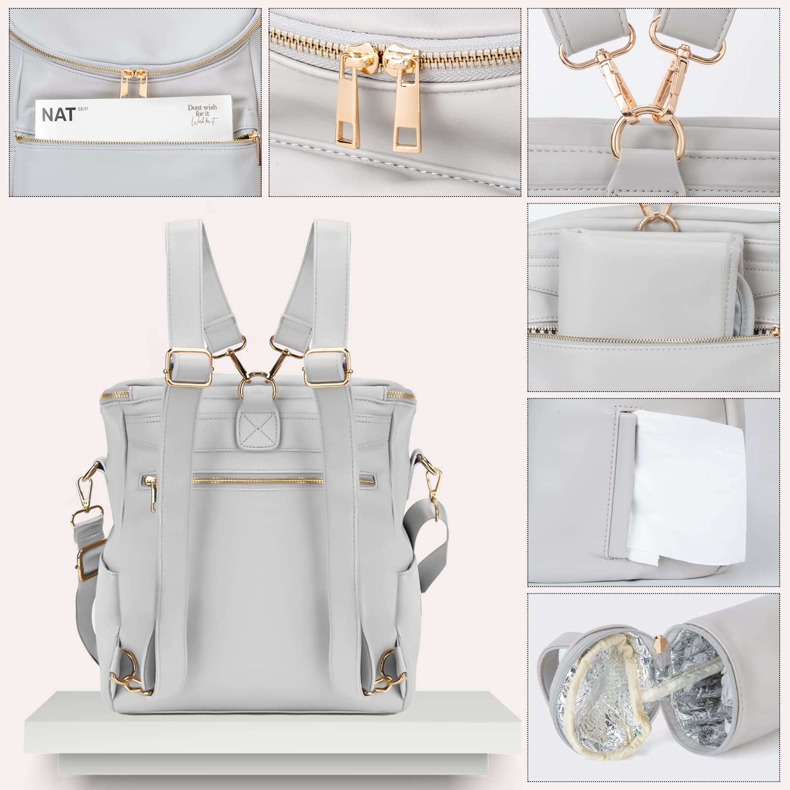 Minsong diaper bag backpack changing-pad offers clean, comfortable diaper changes on the go.
